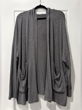 Young Fabulous & Broke Heather Gray Hooded Open Cardigan